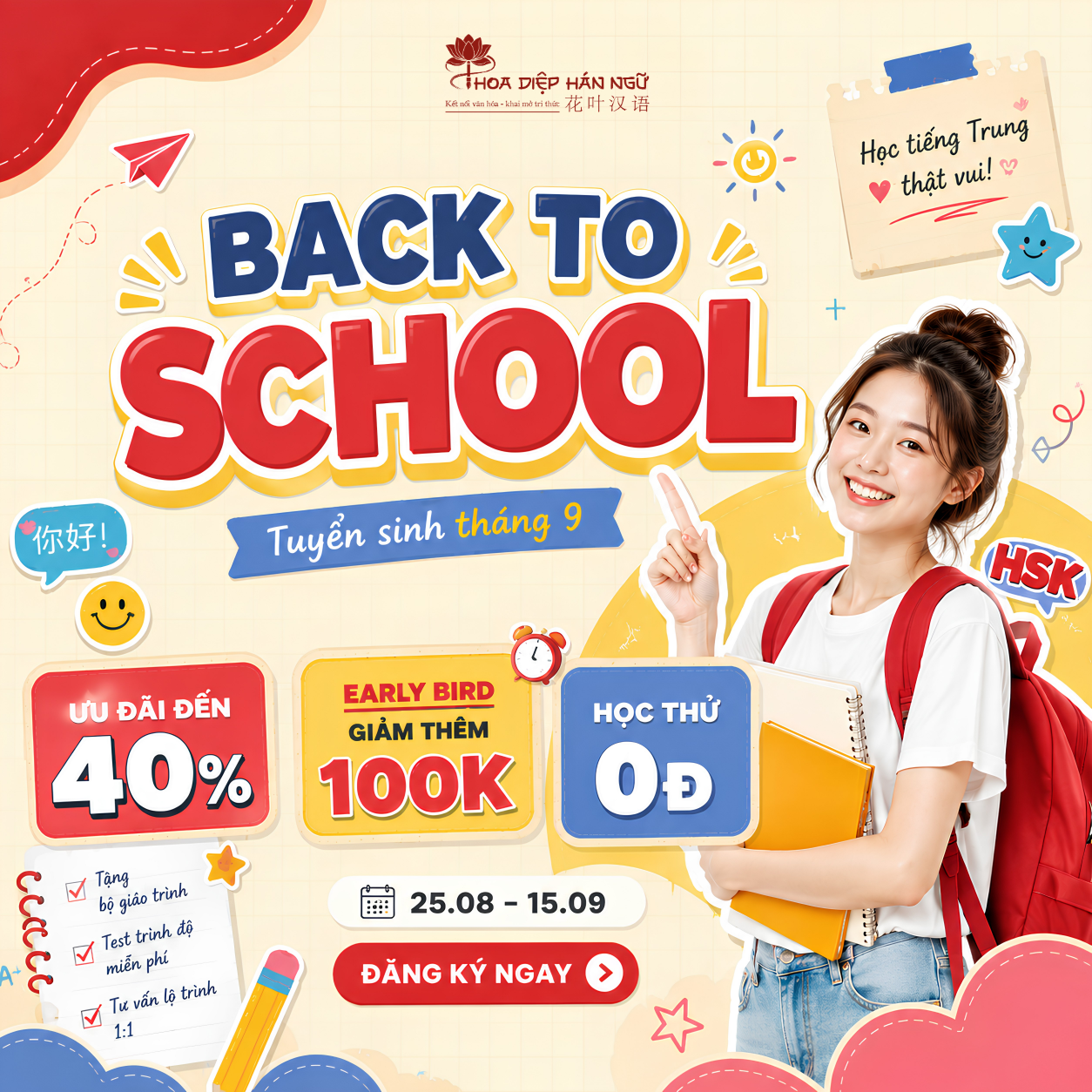 Back To School 2026 | Ưu Đãi Học Tiếng Trung Đến 40%